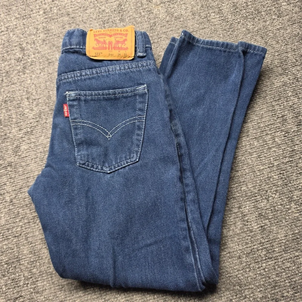 Levi's 511 Slim Fit Jeans Boys Size 8 Regular Blue Denim Adjustable Waist Stretc